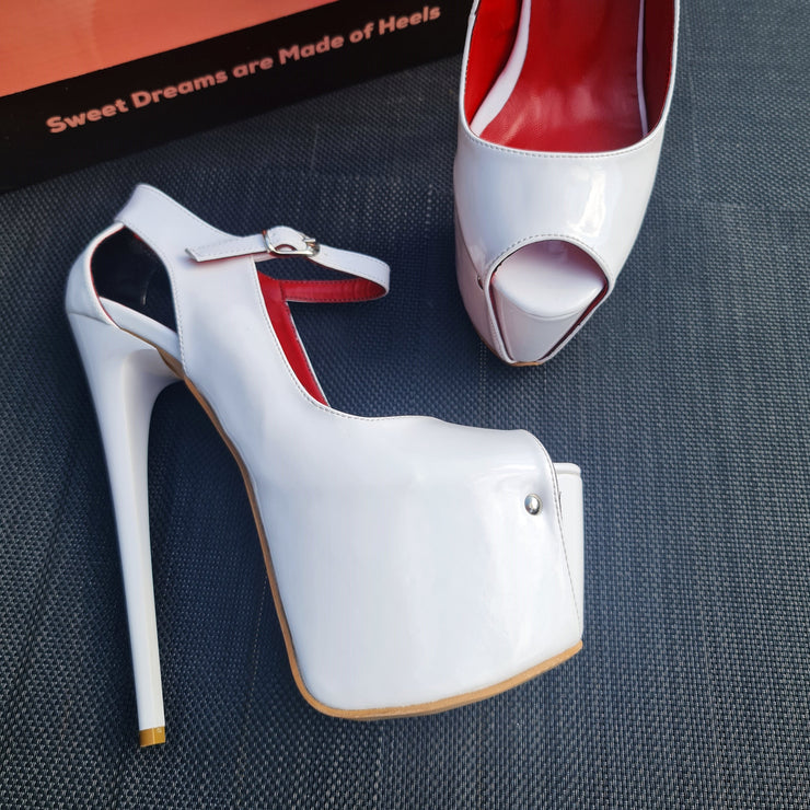 Modern Mary Jane White Gloss Open Toe Heels Tajna club