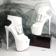 White Patent Belted Ankle Platform - Tajna Club