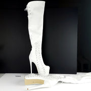 White Patent Corset Style Long Boots - Tajna Club